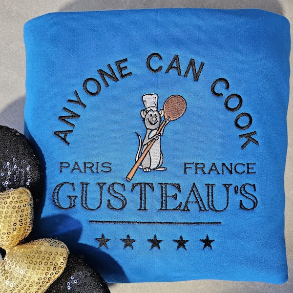 Remy Ratatouille Embroidered Unisex top Sweatshirt | Disneyland Jumper Gift | Disneyworld Disneybound Present Anyone can cook film