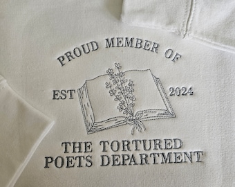 The Tortured Poets Department Embroidered Unisex top Sweatshirt | TTPD Jumper Gift | Swiftie TS Tour Present | Era