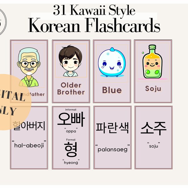 Korean Flashcards Etsy
