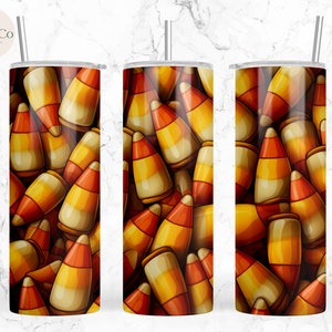 3D Candycorn 20 oz Skinny Tumbler Sublimation Design Digital Download PNG Instant DIGITAL ONLY