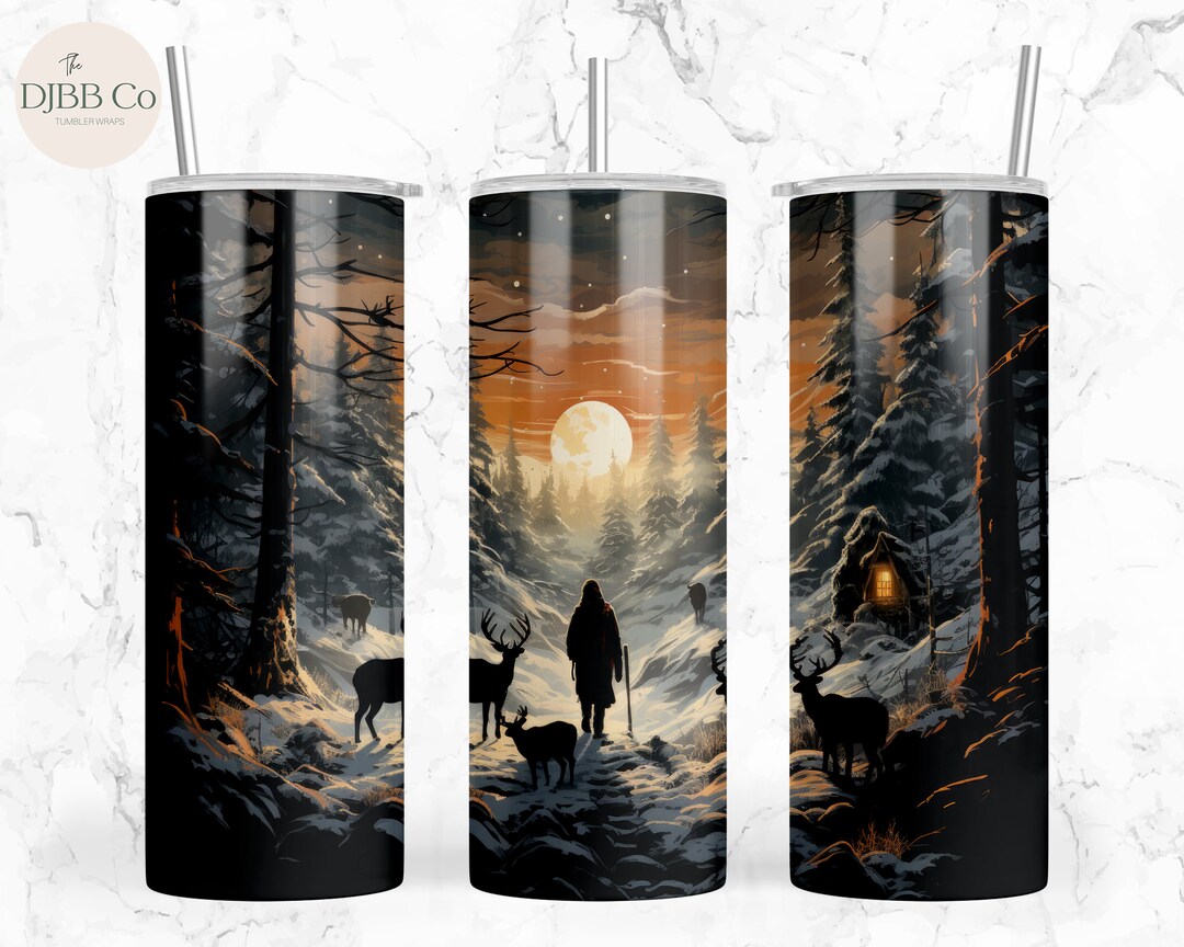 Deer and Sunrise 20 Oz Skinny Tumbler Sublimation Design Digital ...