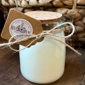 6 oz. Glass Milk Jar Soy Wax Candle w/ Cork Lid