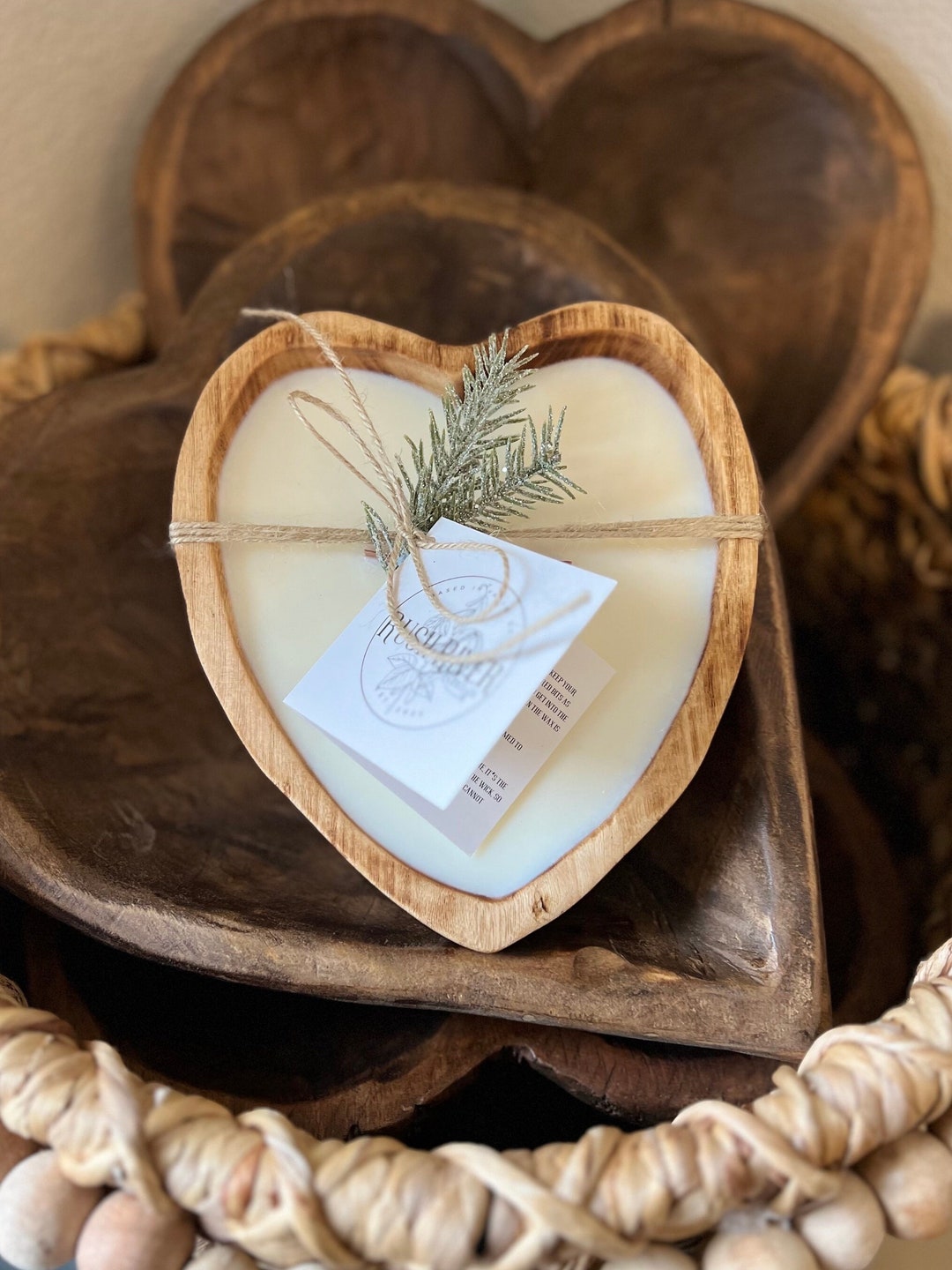 6x7 Wood Heart Bowl Candle Etsy