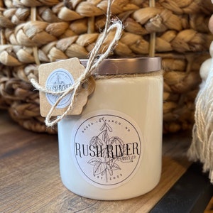 7 oz. Farmhouse Ceramic Jar Candle w/ Rose Gold Lid - White