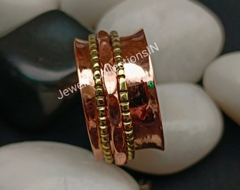 Pure Copper Spinner Ring, Wide Band Copper Ring, Women Ring, Anxiety Ring, Meditation Ring, Handmade Ring, Fidget Ring, Copper Jewelry