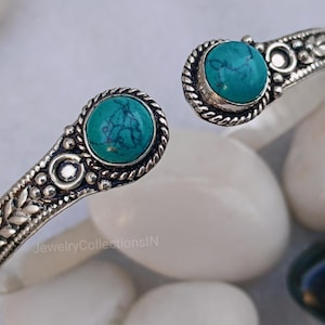 Sterling Silver Turquoise Bangle Bracelet: Valentine's Gift