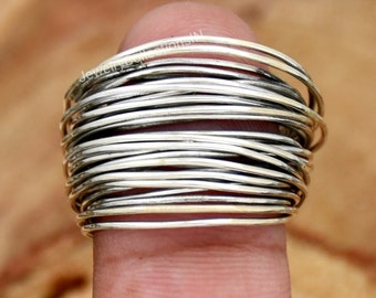 Sterling Silver Wraparound Wire Ring Statement Ring Silver wide wrap Ring Multi Layer Silver Wire Ring Women Handmade Jewelry