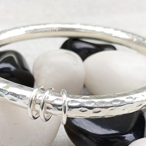Very heavy silver bangle with silver links | Solid sterling silver bangle with silver links | Chunky silver bracelet | Gift for wife | Gifts