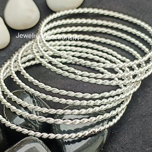 Sterling Silver Stacking Bangles - Semanario 7 Day Bracelet