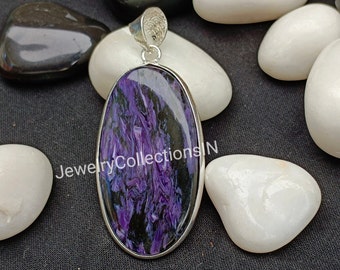 Charoite Pendant, 925 Silver Sterling Pendant, Handmade Pendant, Gemstone Pendant, Charoite Jewelry, Boho Pendant, Charoite Necklace