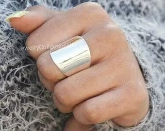 925 Sterling Silver, Wide Band Ring, Plain Band Ring, Thumb Ring, Statement Ring, anxiety ring, Thick Wide Band, Boho Ring, Handmade Jewelry