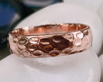 Hammered Copper Ring: Adjustable Boho Style Band