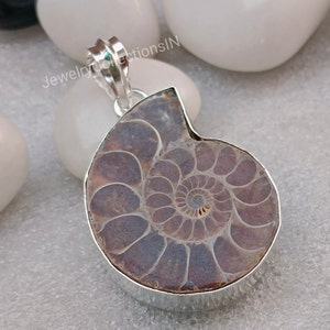 Ammonite Fossil Pendant Handmade Pendant 925 Sterling Silver Pendant Real Gemstone Pendant Wedding Jewelry Gift Vintage Pendant Gift For Mom image 3