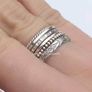 Stapelringe aus Sterlingsilber: Perlen, Gedreht, Gepunktet