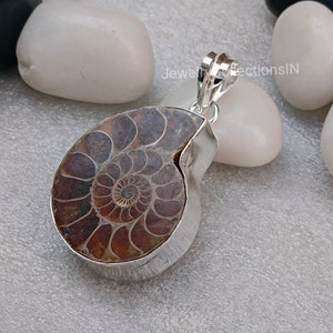 Ammonite Fossil Pendant Handmade Pendant 925 Sterling Silver Pendant Real Gemstone Pendant Wedding Jewelry Gift Vintage Pendant Gift For Mom image 2