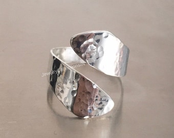 Hammered Silver Ring 925 Sterling Silver, Ring For Women, Adjustable Boho Ring, Silver Thumb Ring, Statement Silver Ring, Gift for Mom