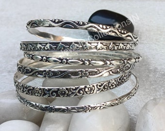 925 Sterling Silver Bangles, 6 Design Bangles, Stackable Bangles, Silver Bangle for Her/him, Handmade Bangles for Gift on Christmas, gifts