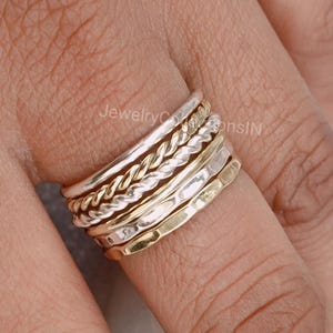 Mixed Metal Stacking Ring Set: Sterling Silver & 14K Gold Filled