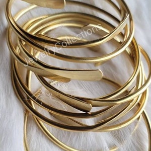 African Brass Bangles, Adjustable Stackable Bracelets, Set Of 7 Bangles, Gold Silver Rose Gold Raw Brass Cuff Bracelets, Bangles For Women