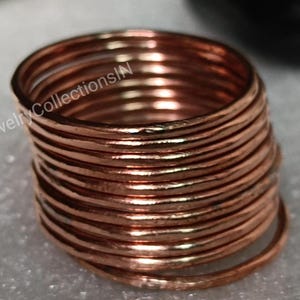 Dainty Copper Stacking Rings Set - Boho Style - Handmade