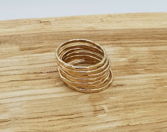 Skinny Hammered Gold Filled Stackable Ring / Midi Ring / Stacking Ring