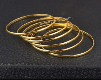 Brass bangles Half Round wire / Bridesmaid gift / Brass Jewelry Set of 7 bangles / Best friend gift / Indian Antique Stacking bracelets