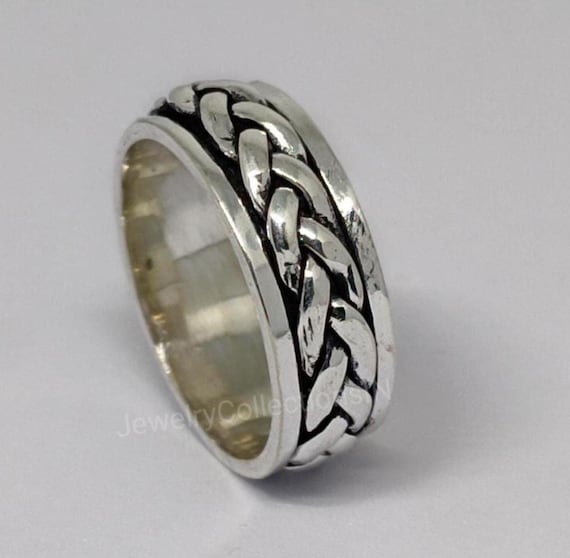 Handmade 925 Sterling Silver Celtic Braid Ring – Stackable Anxiety Band (All Sizes)