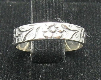 Small sterling silver ring solid 925 Flower band, Handmade Ring, Gift For Her