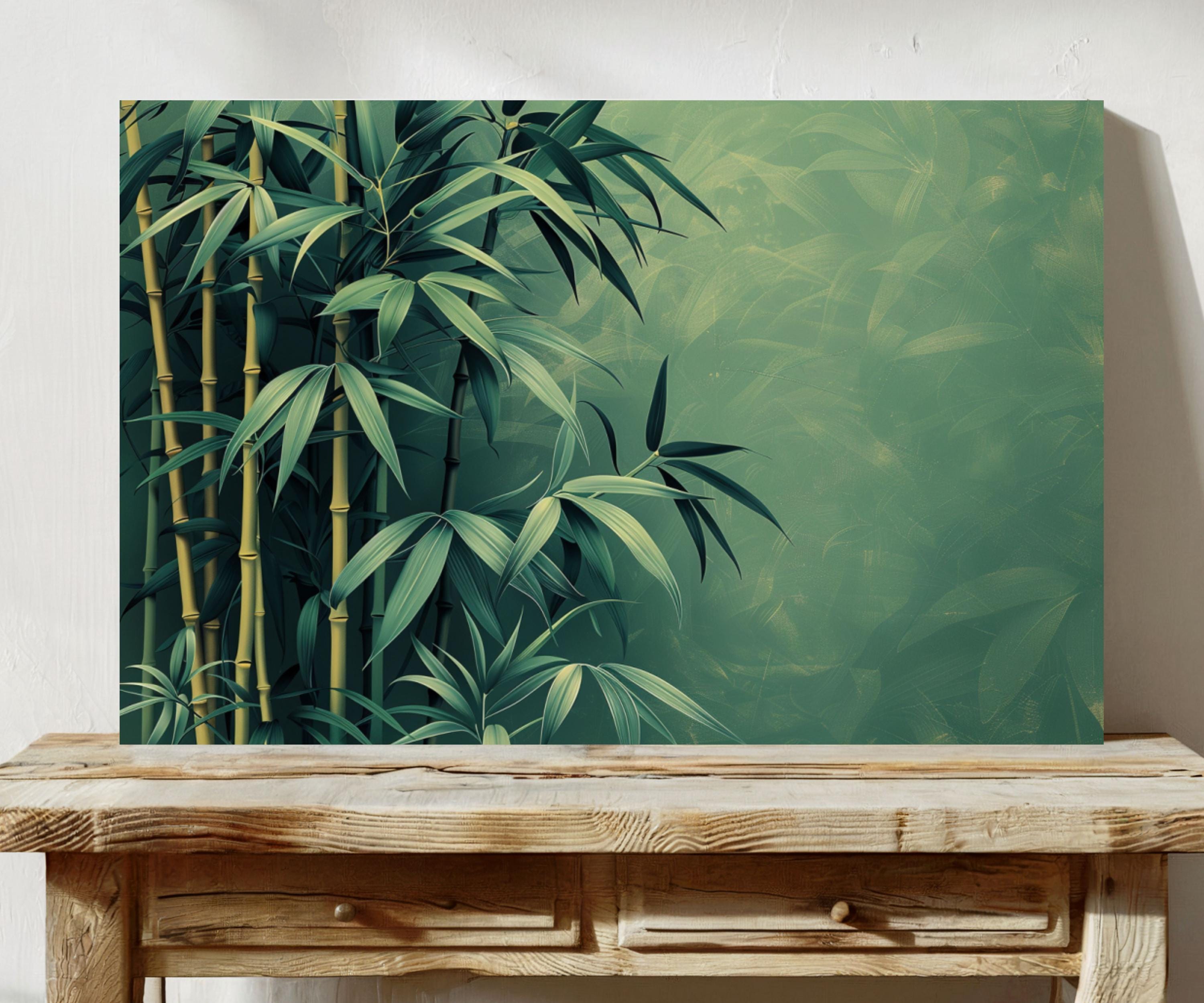 Minimalist Bamboo Line Art Canvas | Overlapping Stalks With Layered ...