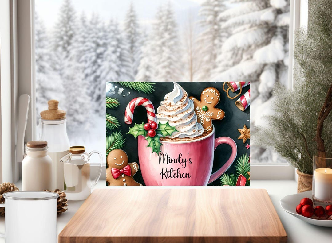 Personalized Glass Christmas Cutting Board - Custom Festive Kitchen ...