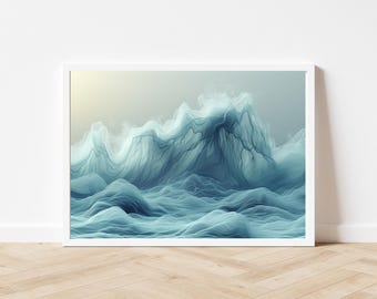 Minimalist Ocean Wave Line Art Print: Coastal Wall Decor