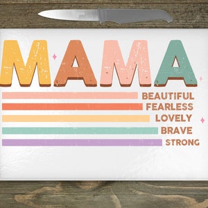 MAMA Cutting Board, Floral Glass Cutting Board, Charcuterie board, Mom Gift, Wedding gift, Housewarming