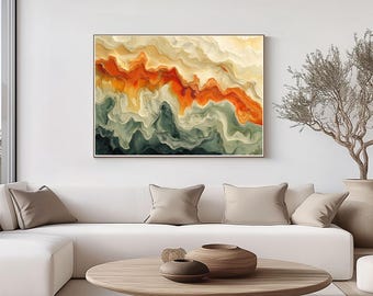 Flowing Earth Tones Abstract Wall Art - Terracotta, Beige