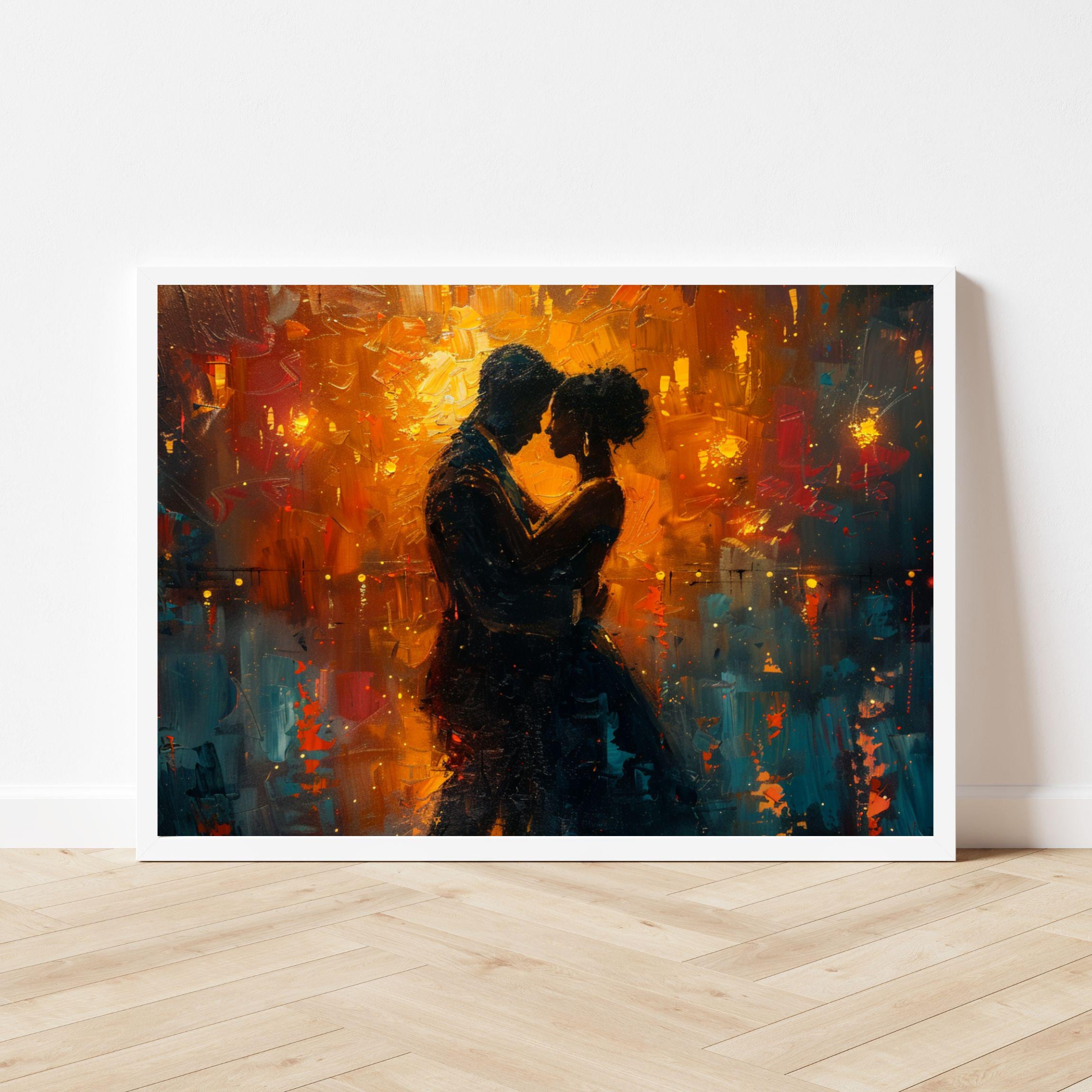 African American Couple Wall Art-black Couple Dancing-anniversary