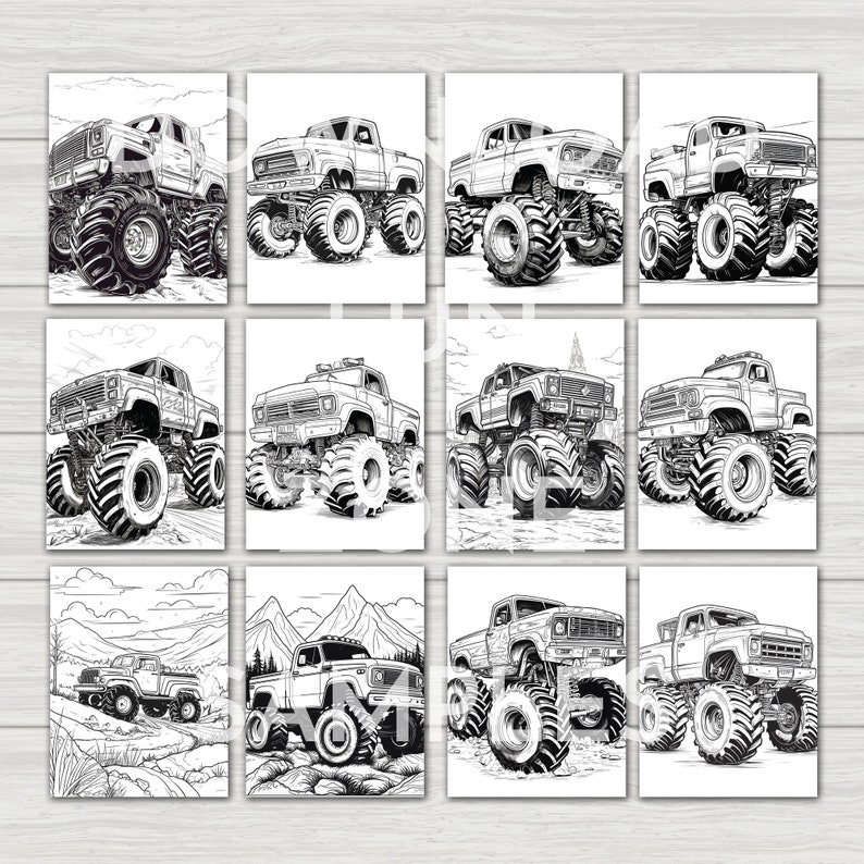 45 Monster Truck Coloring Pages With Bonuscover Instant Download ...