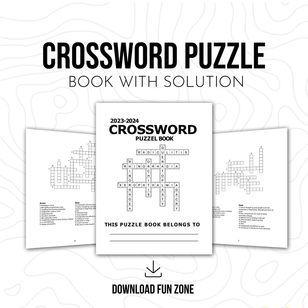 Crossword Puzzle Book for Adults Fun Activities Book for Etsy