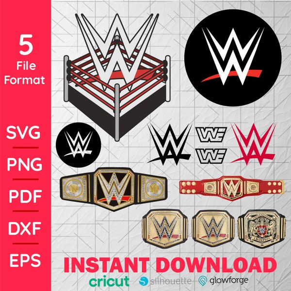 WWE Wrestle SVG PNG DXF_ Cricut, Silhouette, Cut Files, Mega Bundle