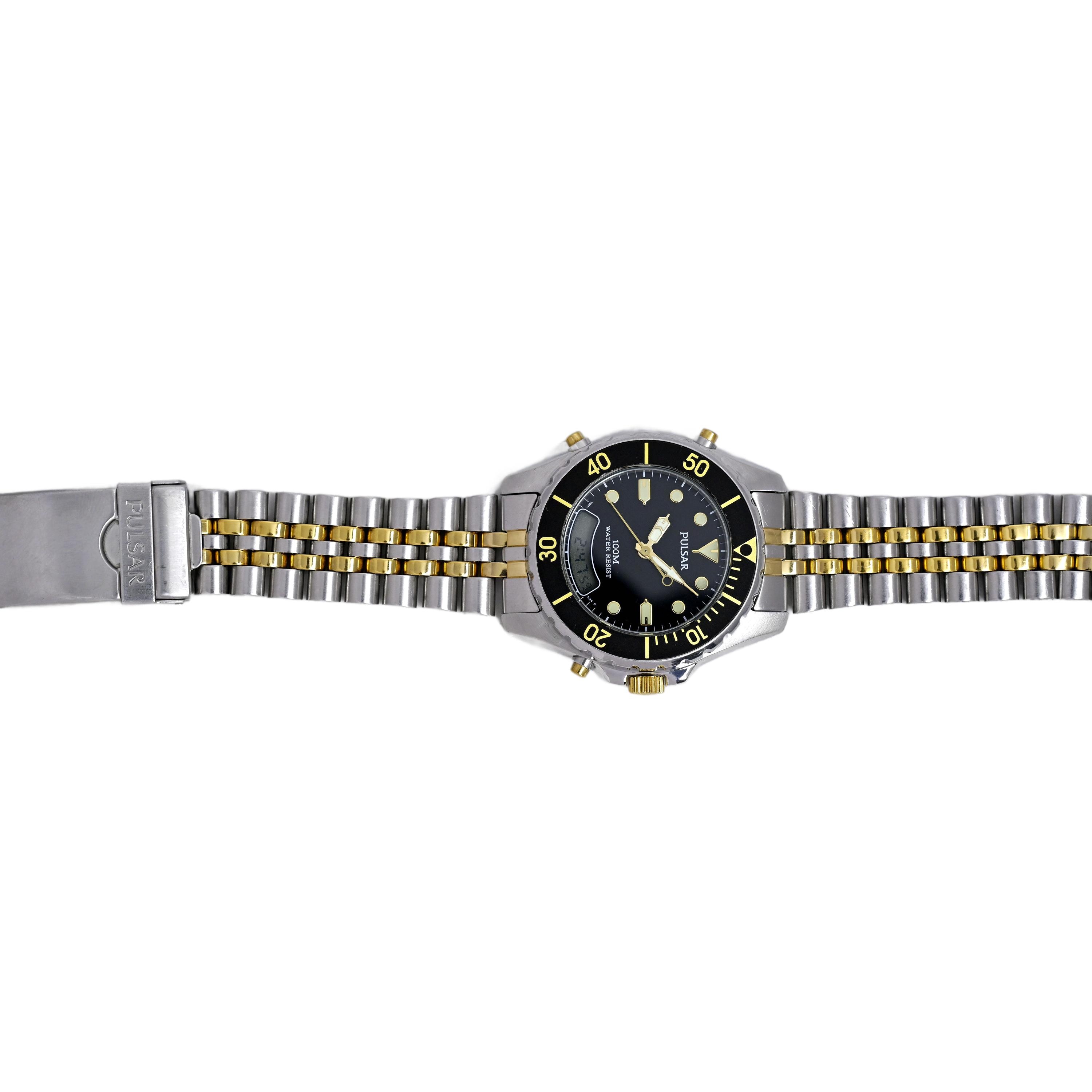 Seiko Pulsar 40mm 100M Analog Digital Pilot Diver Style V071