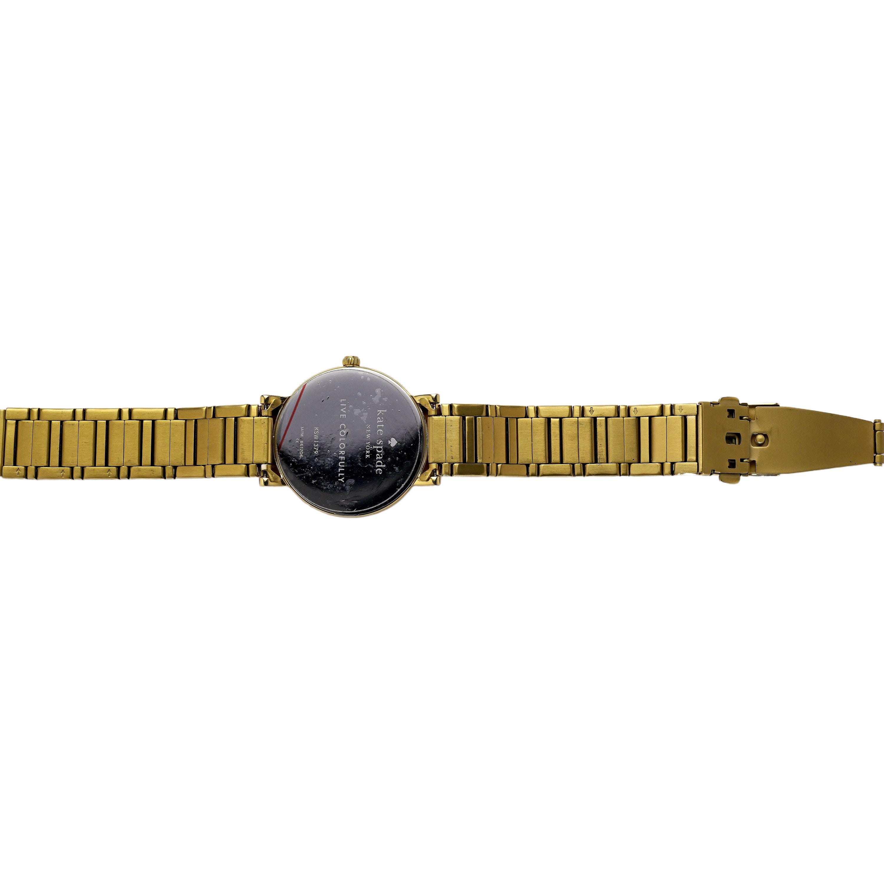 Kate Spade Gold Gramercy Grand Wrist Watch Ladies White Dial