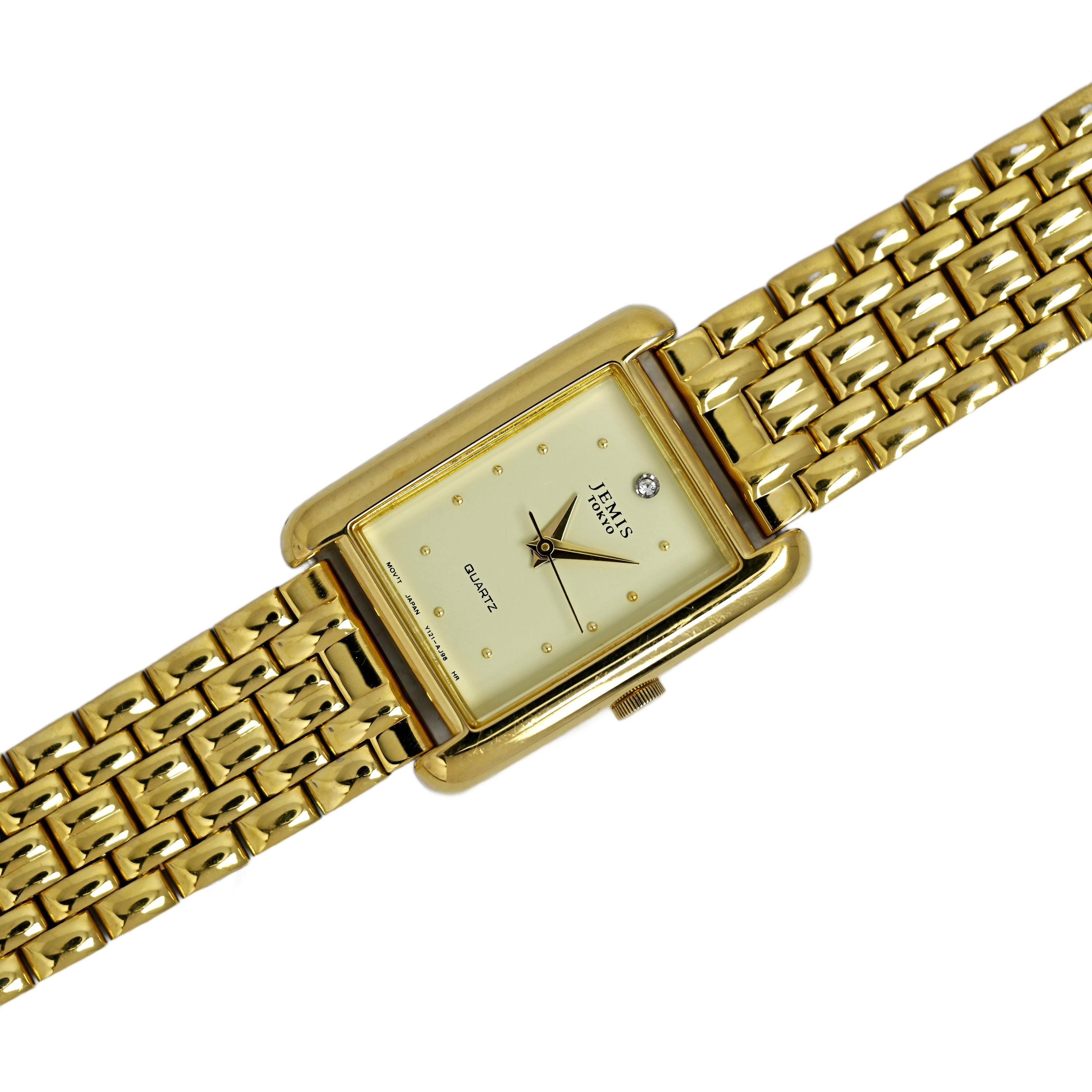 専用試着のみ希少マリア ゴールド 時計 jesse thebonez Jemis Tokyo Quartz Ladies Watch Gold Plated Tank Diamond