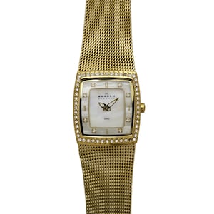 Works Skagen Signatur Lille Womens Watch 30mm Gold Steel Mesh Band Fit 6.75in\