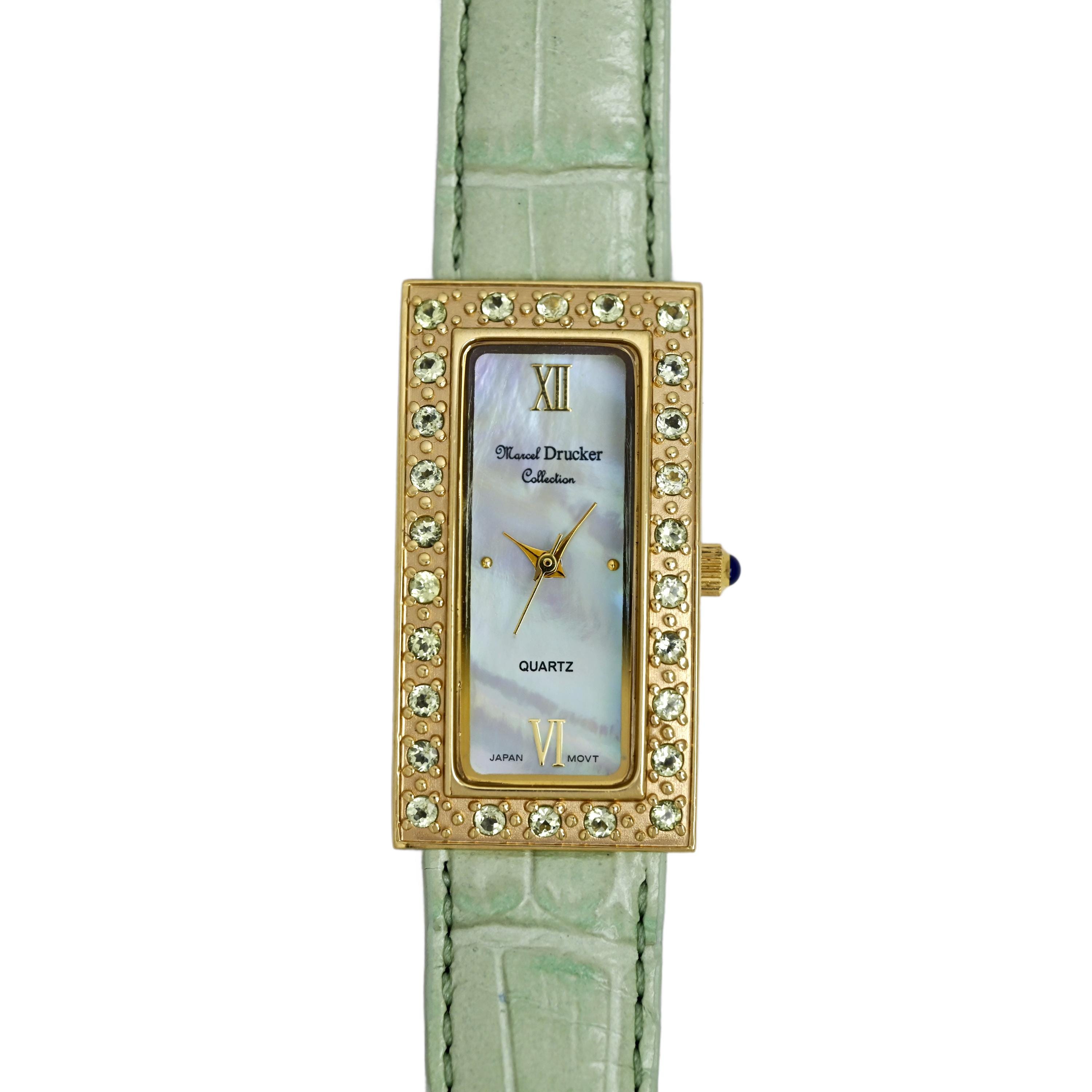 Marcel Drucker Ladies Tank Gold Plated Crystal Bezel Genuine  display picture 2