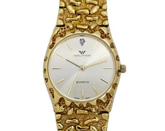 Orologio da polso Waltham placcato oro Nugget 32 mm