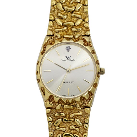 Waltham Gold Plated Nugget Wrist Watch 32mm Vintage Waltham Gold Nugget Dress Watch Quartz Analog XG 402  main image 3
