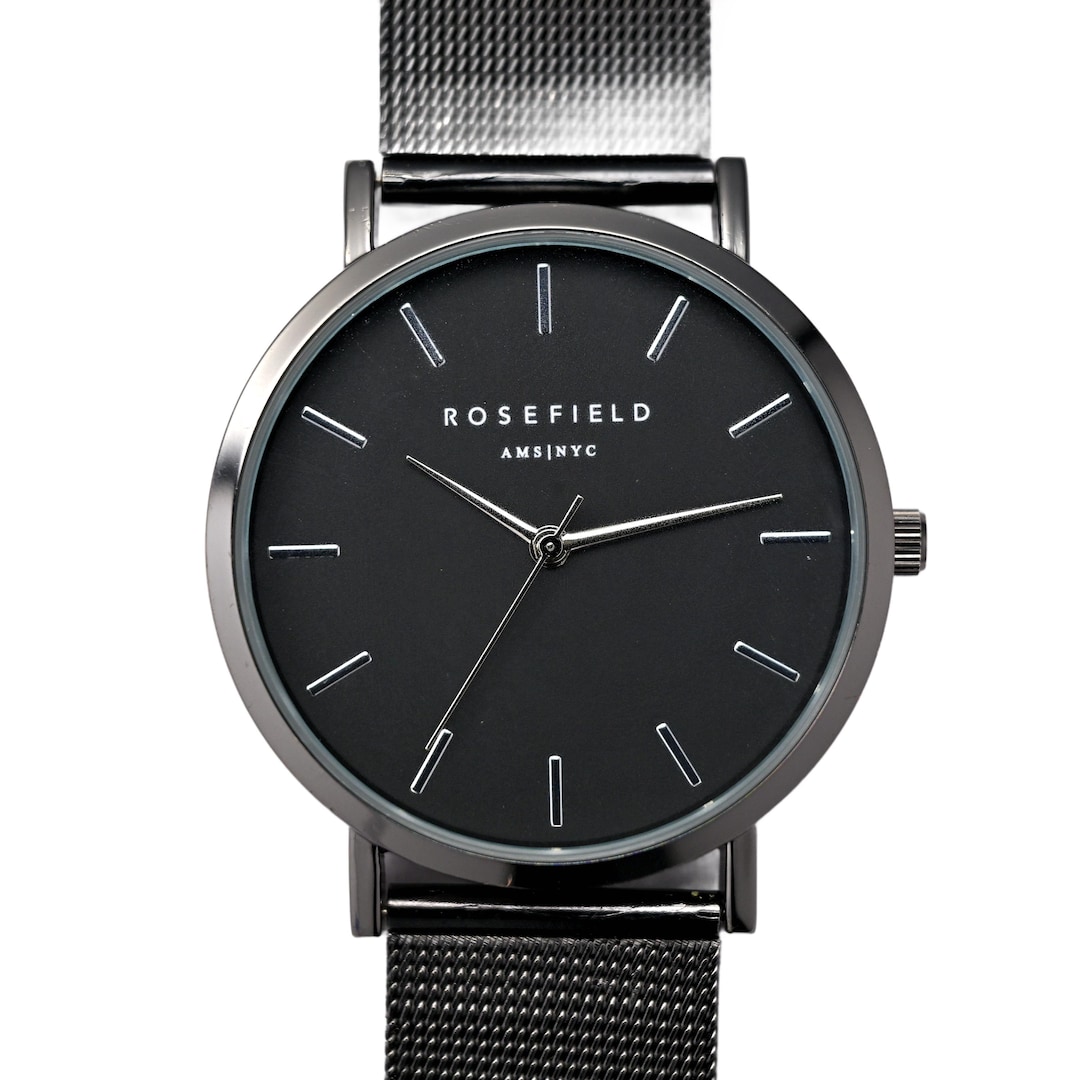 Rosefield Wrist Watch NYC Black Dial 41mm Steel Mesh Bracelet