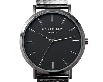 Rosefield Wrist Watch NYC Black Dial 41mm Steel Mesh Bracelet