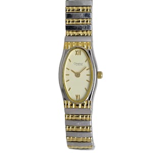 Caravelle by Bulova Two-Tone Oval Champagne Dial Expansion Bracelet Ladies Watch