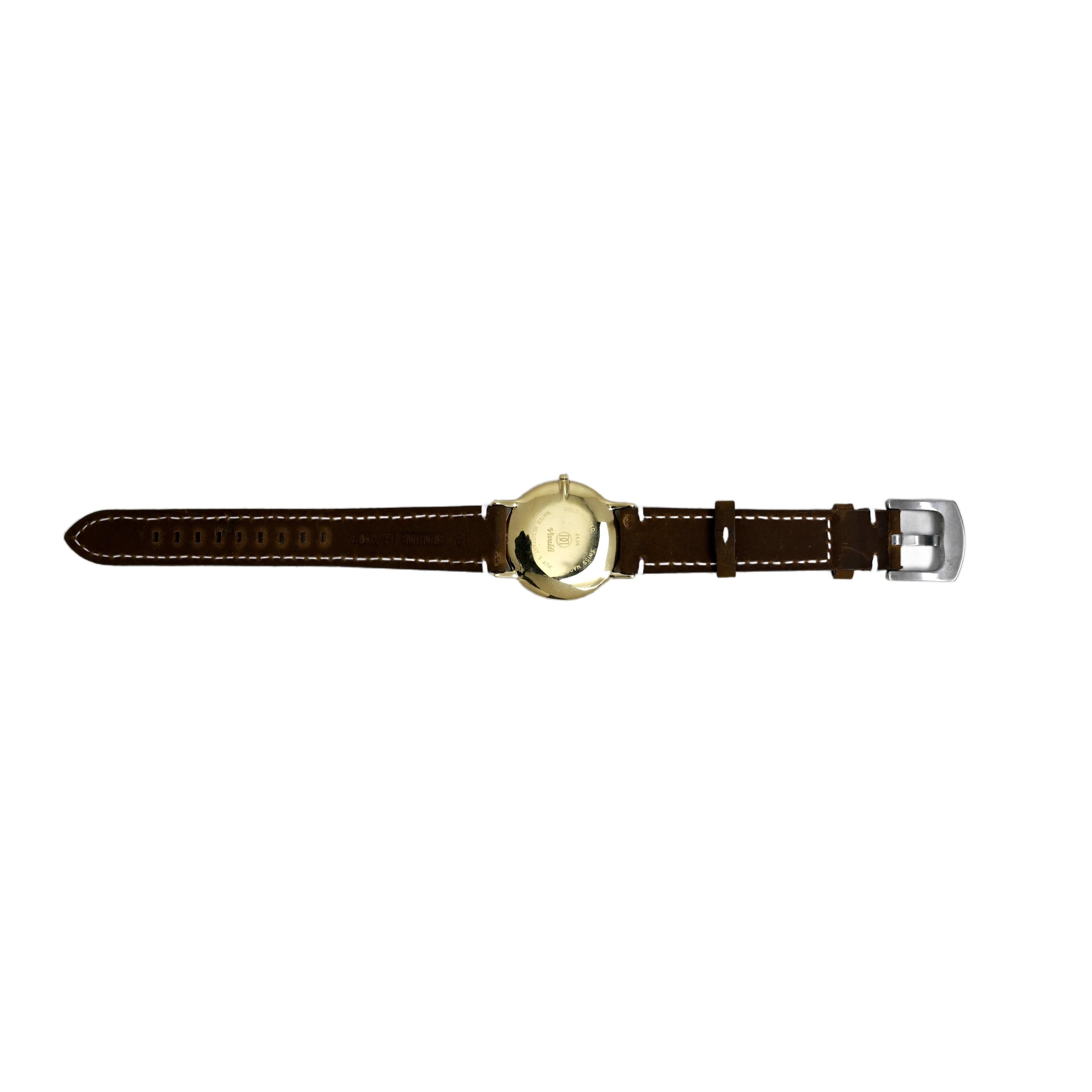 Daniel Mink Vivaldi Swiss Made Gold Plated Black Dial Brown