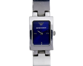 Emporio Armani Tank Ladies Watch Sunburst Blue Dial Stainless Steel AR 5416