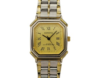 Geneva Quartz Tank Style Two Two Ladies Wrist Watch Light